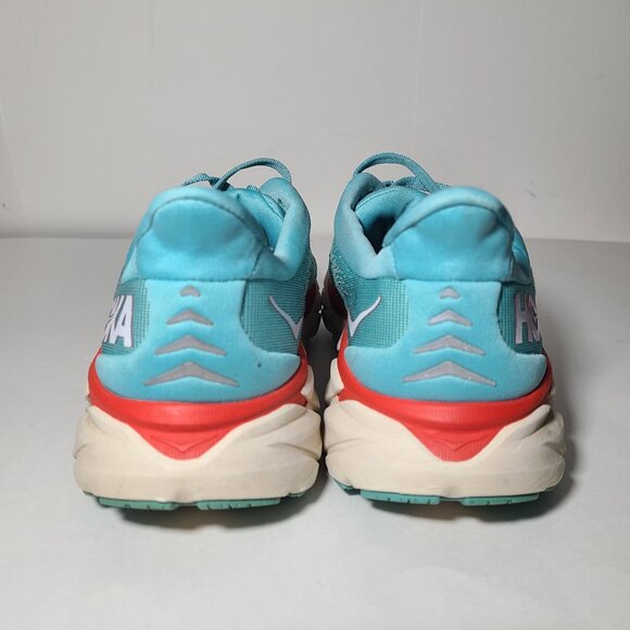 Hoka One One Clifton 8 Women's Aqua Blue/Red/White Shoes Size 8.5 B - Picture 8 of 9
